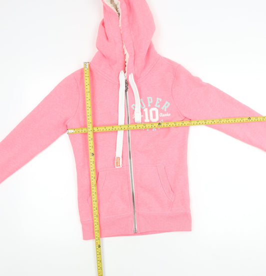 Superdry Women’s Pink Hooded Zip Fleece Jacket Size M