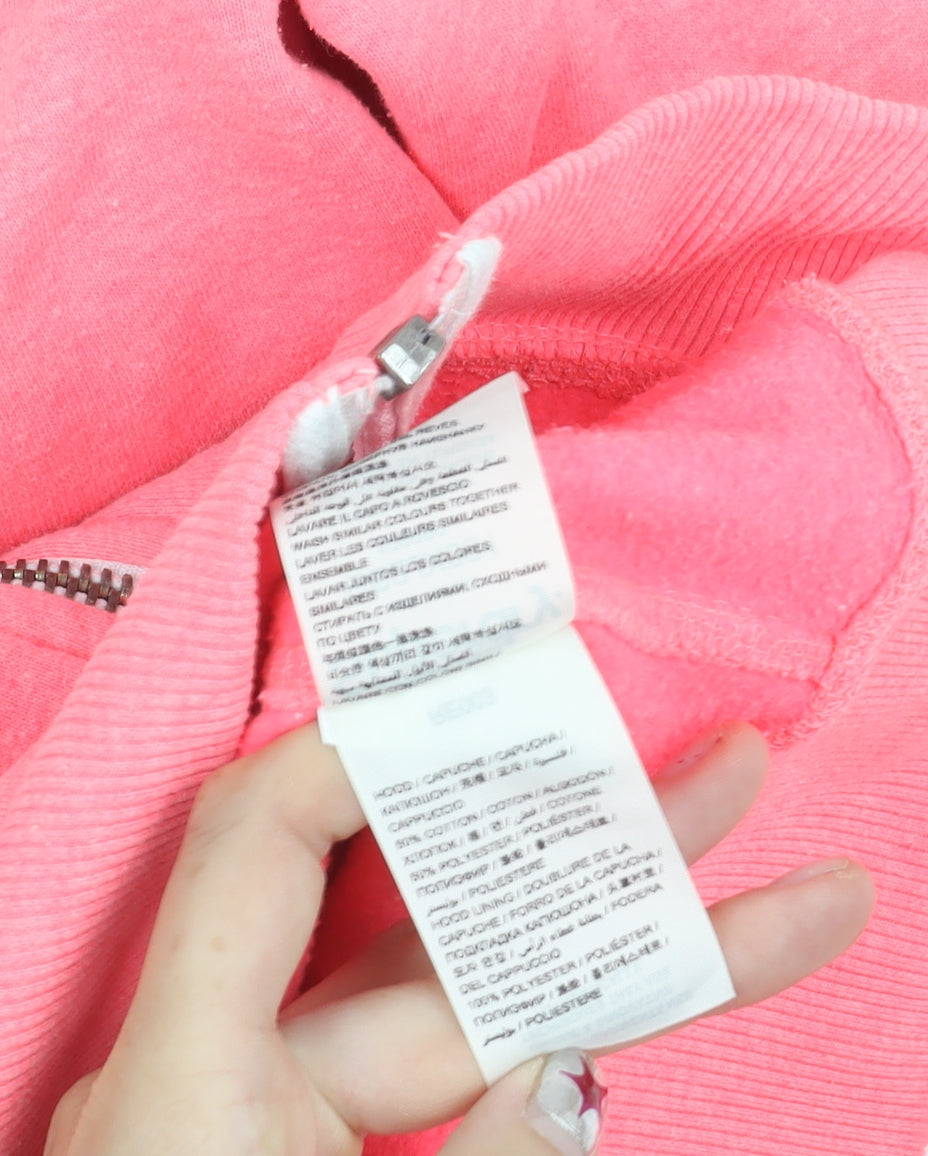 Superdry Women’s Pink Hooded Zip Fleece Jacket Size M