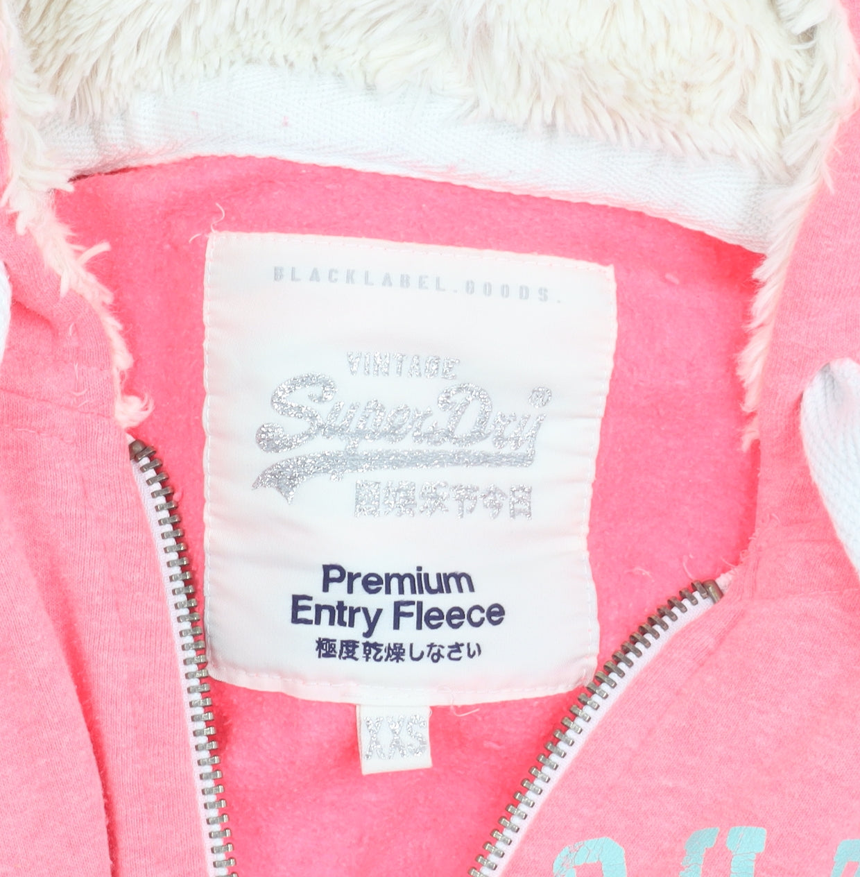 Superdry Women’s Pink Hooded Zip Fleece Jacket Size M