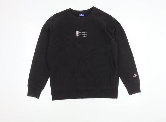 Champion Men's Black Small Pullover Sweatshirt Crew Neck Logo