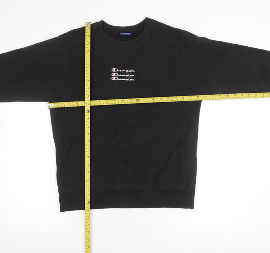 Champion Men's Black Small Pullover Sweatshirt Crew Neck Logo