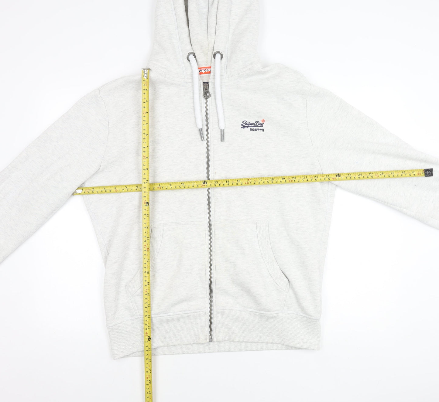 Superdry Men’s Grey Full Zip Hoodie Jacket Size L Cotton Blend