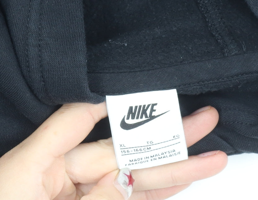 Nike Girls Black Logo Pullover Hoodie XL 14-15 Years Sportswear