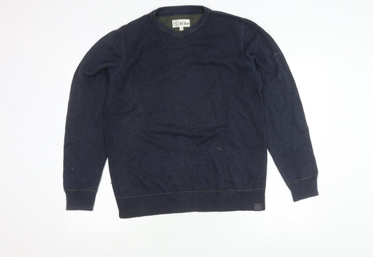 Fat Face Men’s Blue V-Neck Cotton Wool Jumper M Regular Casual