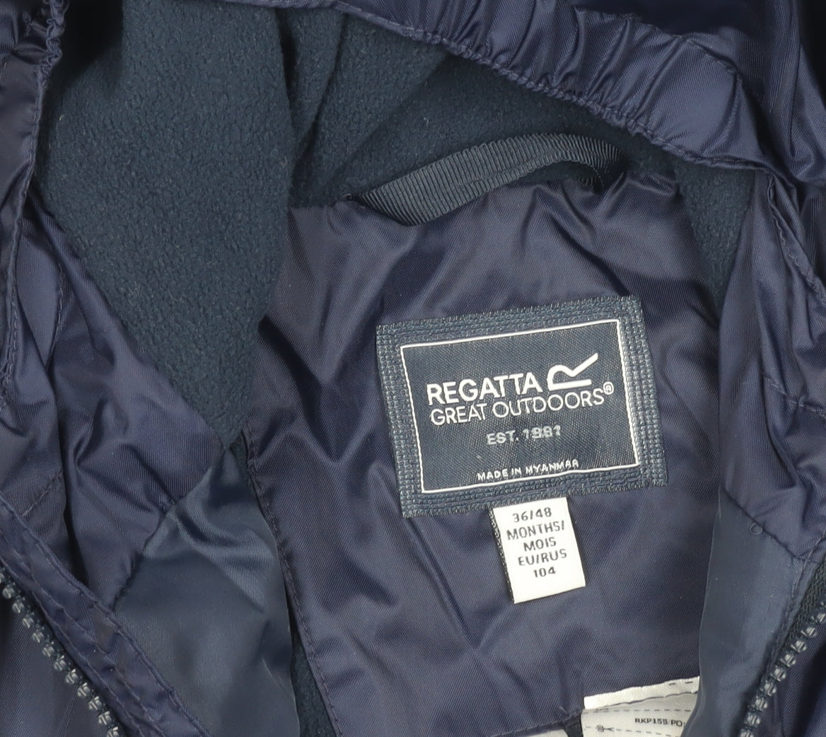 Regatta Boys Blue 4 Years Hooded Winter Snowsuit Padded Full Zip