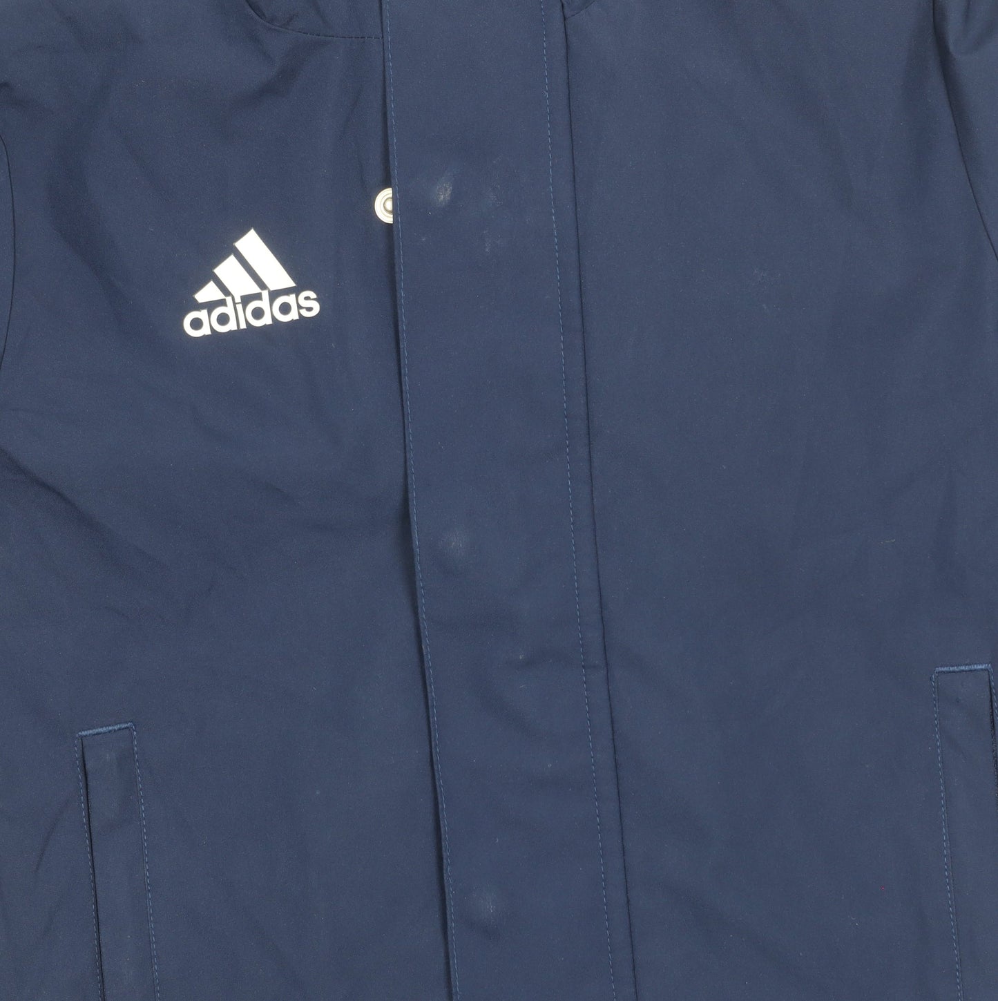 Adidas Boys Blue Hooded Rain Coat Jacket 5-6 Years Waterproof Sportswear