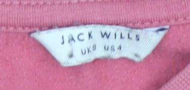 Jack Wills Womens Pink Sweatshirt UK 8 Cotton Blend Crew Neck
