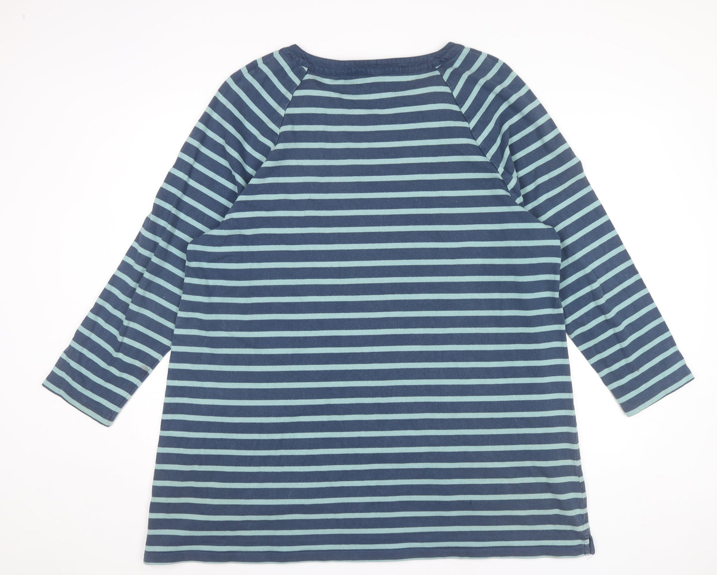 Seasalt Cornwall Women Blue Striped Tunic Dress Size 24 Cotton
