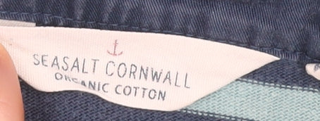 Seasalt Cornwall Women Blue Striped Tunic Dress Size 24 Cotton