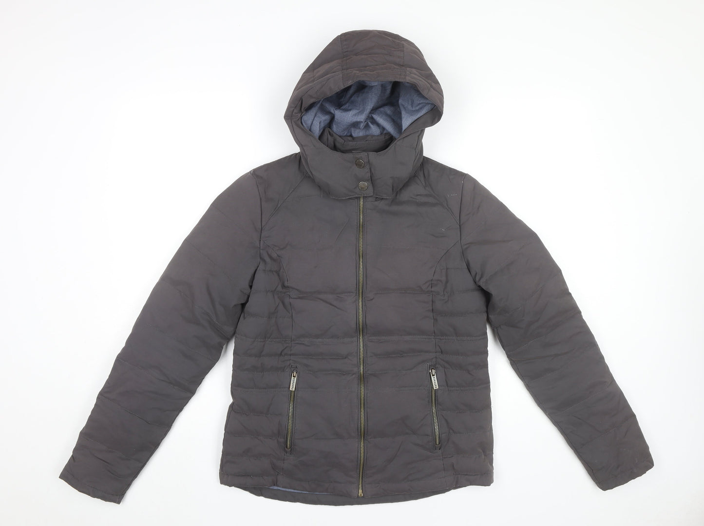 FatFace Womens Grey Puffer Jacket Size 10 Hooded Winter Coat
