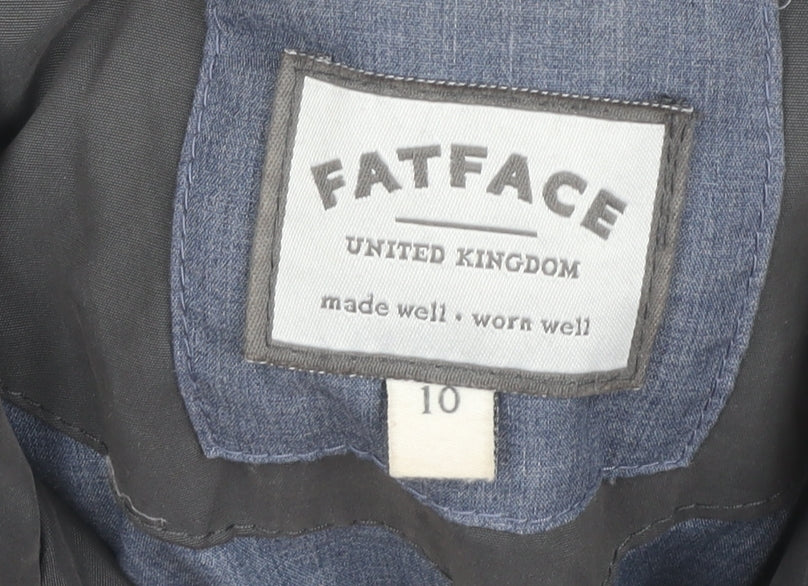 FatFace Womens Grey Puffer Jacket Size 10 Hooded Winter Coat