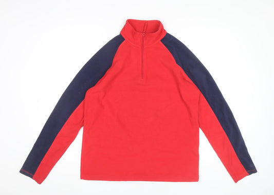 Mountain Warehouse Men’s Red Blue Fleece Pullover Sweatshirt Small