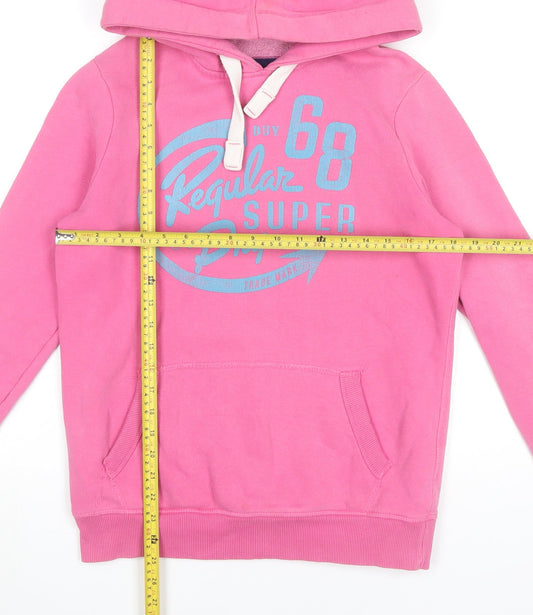 Superdry Women’s Pink Pullover Hoodie Size S Logo Hooded Sweatshirt
