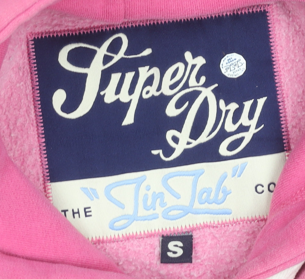 Superdry Women’s Pink Pullover Hoodie Size S Logo Hooded Sweatshirt