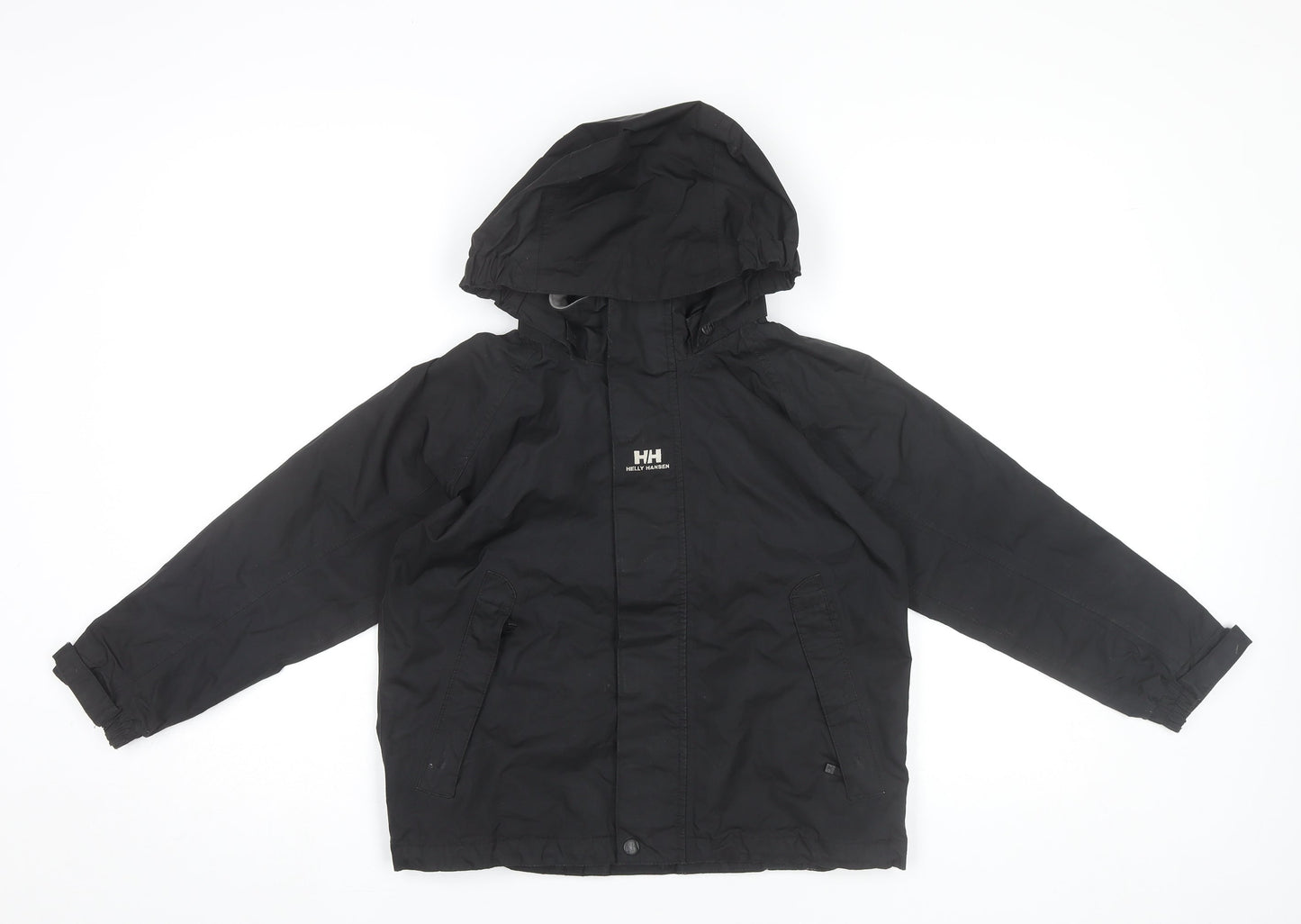 Helly Hansen Boys Black 8 Years Rain Coat Jacket Waterproof Hooded