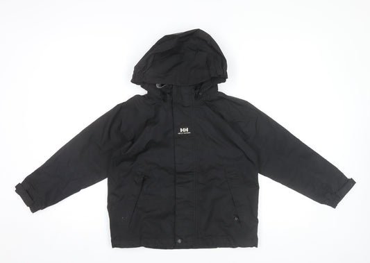 Helly Hansen Boys Black 8 Years Rain Coat Jacket Waterproof Hooded