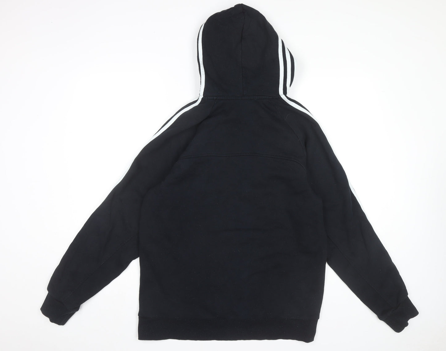 Adidas Men’s Black Pullover Hoodie Medium Logo Striped Sportswear
