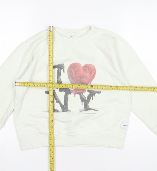 Infaant Girls White Cotton Graphic Pullover Sweatshirt 9-10Y