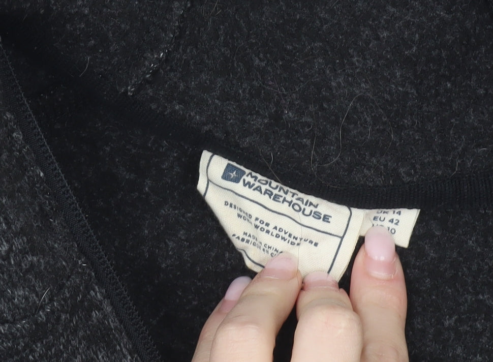 Mountain Warehouse Womens Black Fleece Jacket Hooded Size 14 Regular