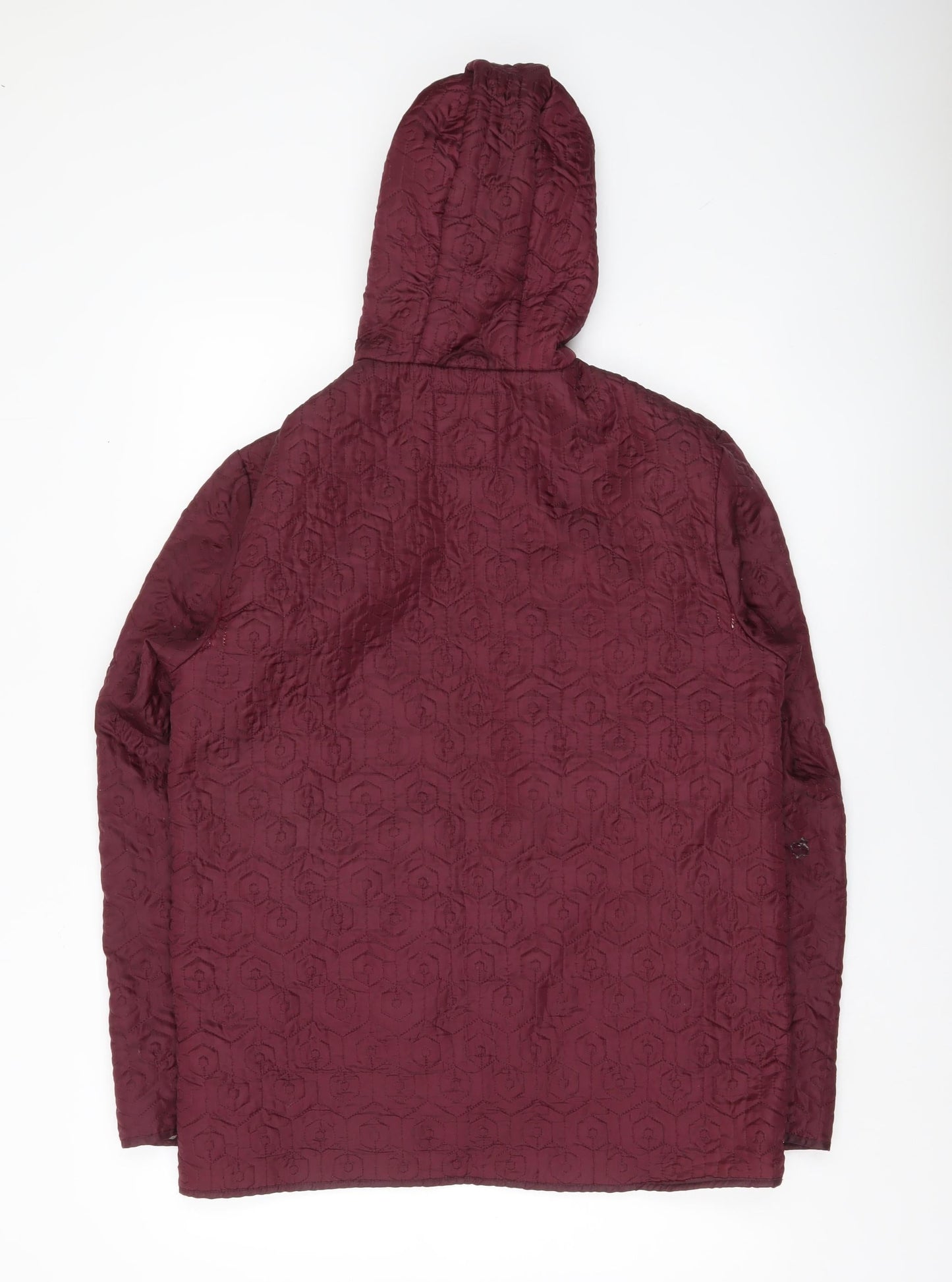 Lee Cooper Women’s Red Hooded Quilted Jacket Size L Full Zip Winter Coat