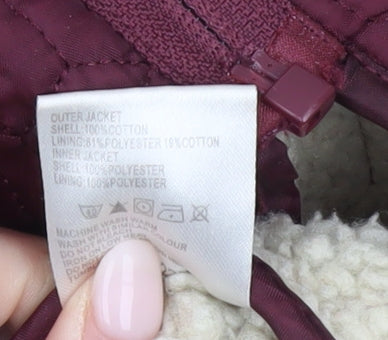 Lee Cooper Women’s Red Hooded Quilted Jacket Size L Full Zip Winter Coat