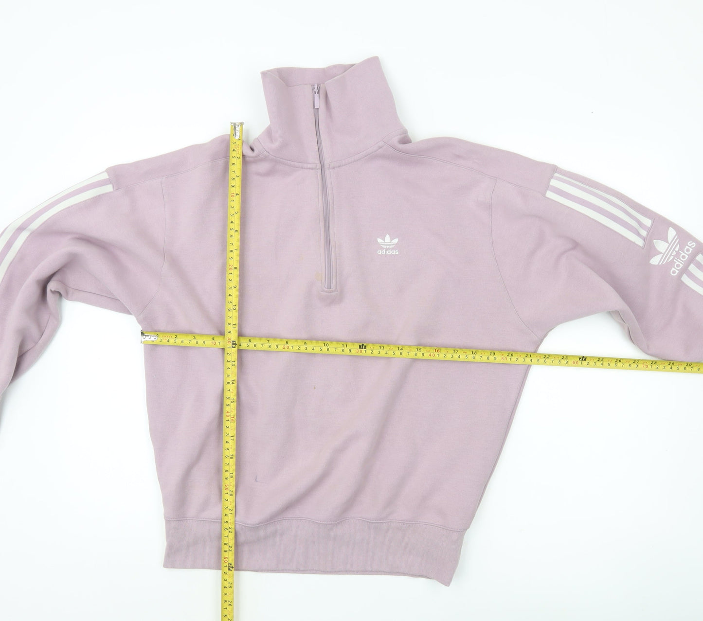 Adidas Womens Purple 1/2 Zip Sweatshirt Size 12 Relaxed Fit Logo Jumper