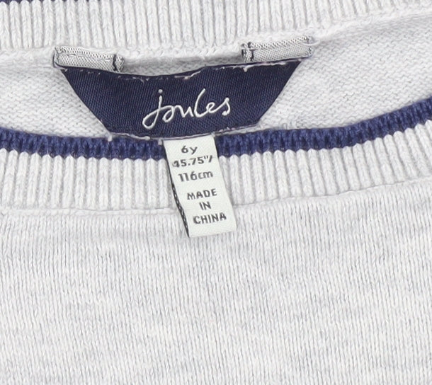 Joules Girls Grey Sequin Rainbow Jumper 6 Years Long Sleeve Cotton