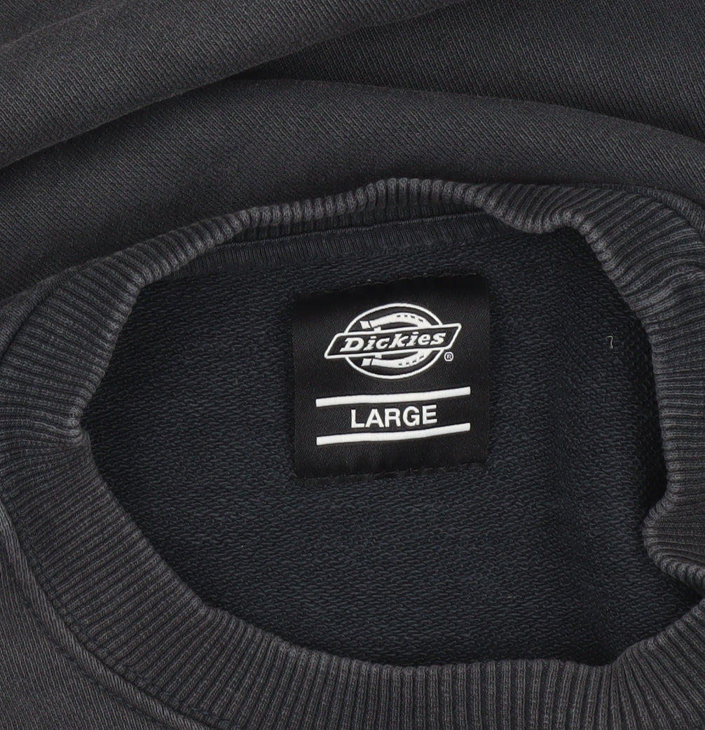 Dickies Mens Black Crew Neck Pullover Sweatshirt Size L Regular