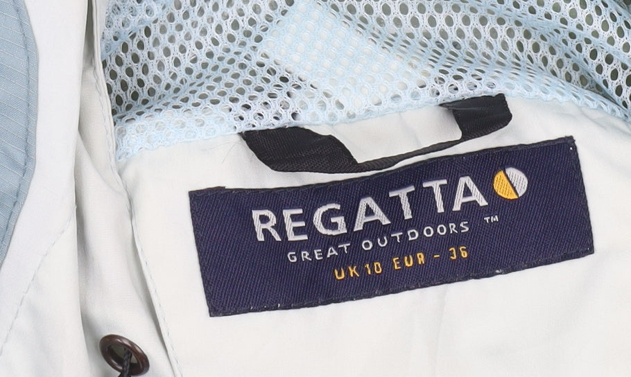 Regatta Womens White Waterproof Rain Coat Jacket Size 10 Outdoor Hooded
