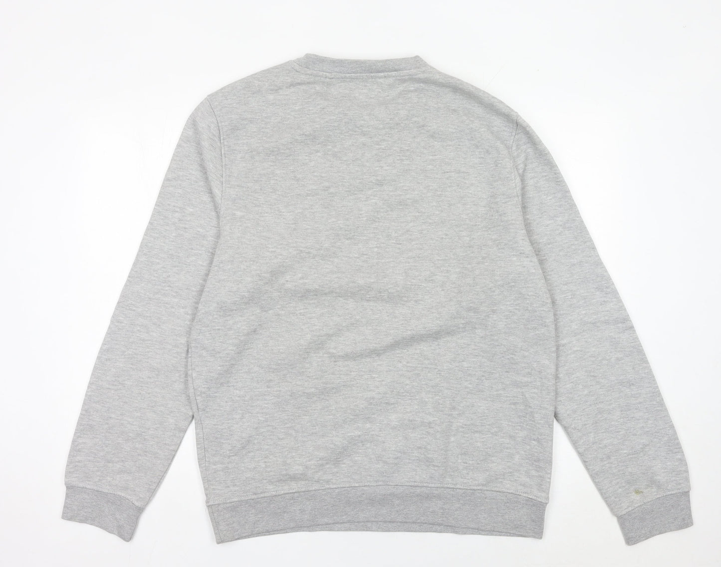Bench Mens Grey Pullover Sweatshirt L Logo Crew Neck Jumper