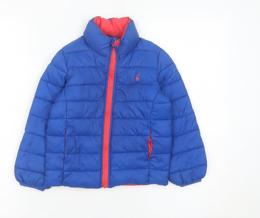 Joules Boys Blue Puffer Jacket Size 4 Years Full Zip Winter Coat