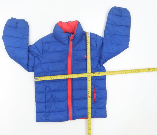 Joules Boys Blue Puffer Jacket Size 4 Years Full Zip Winter Coat