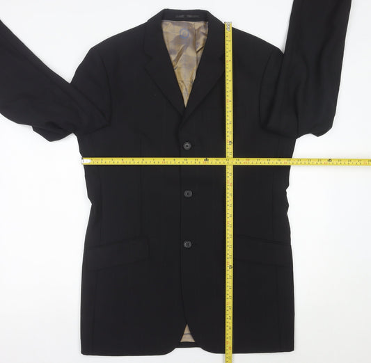 Ben Sherman Men’s Black 38R Long Fit Wool Suit Jacket Classic