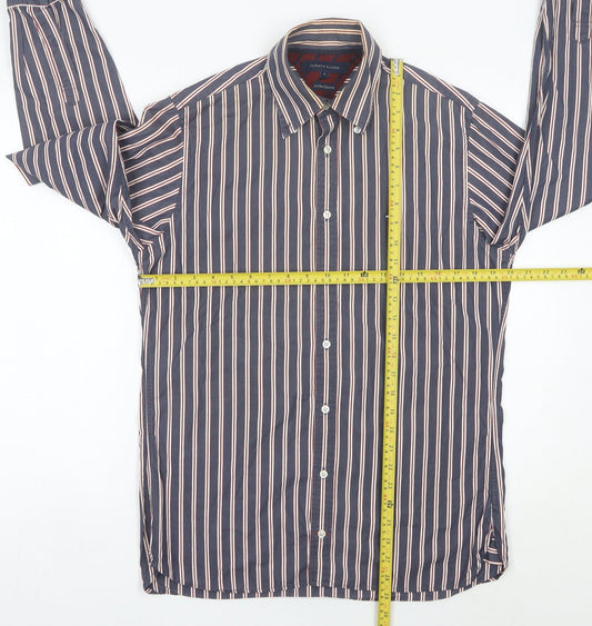 Tommy Hilfiger Men’s Blue Striped Cotton Button-Up Shirt S Regular Fit
