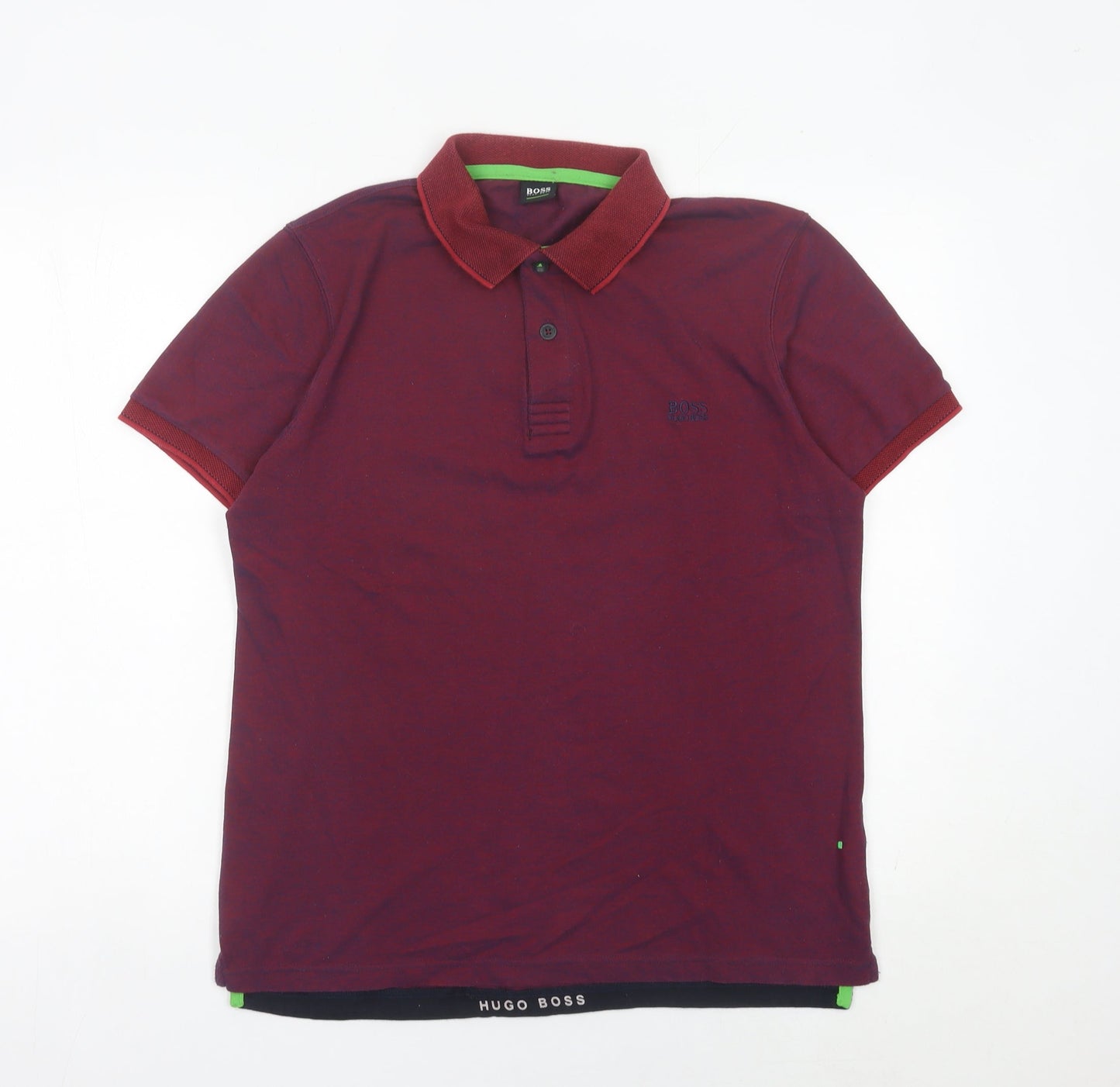 Hugo Boss Mens Red Polo Shirt M Regular Fit Cotton Blend