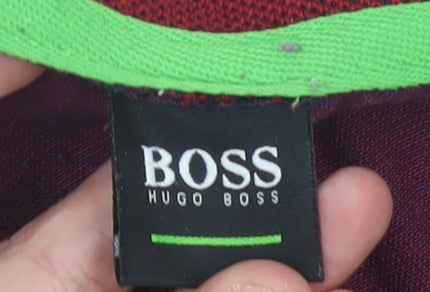 Hugo Boss Mens Red Polo Shirt M Regular Fit Cotton Blend