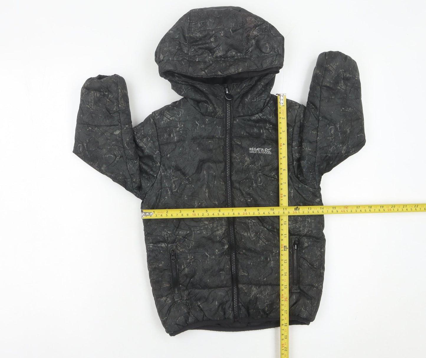 Regatta Boys Black Camouflage Puffer Jacket 3-4 Years Hooded Zip Winter Coat
