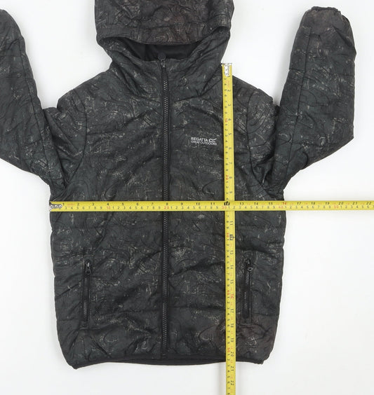 Regatta Boys Black Puffer Jacket 7-8 Years Hooded Quilted Coat