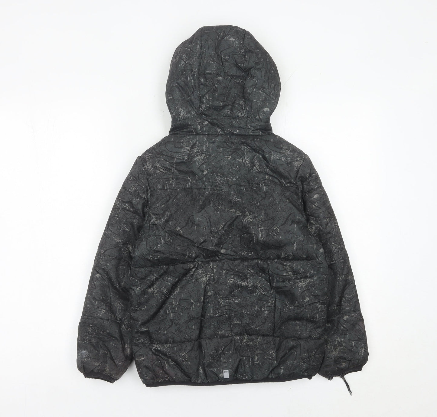 Regatta Boys Black Puffer Jacket 7-8 Years Hooded Quilted Coat