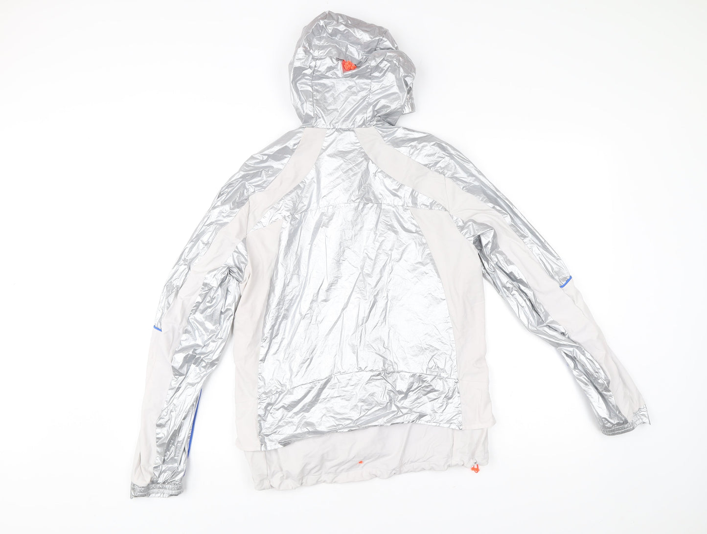 Adidas Mens Silver Windbreaker Jacket Hooded Running NASA M