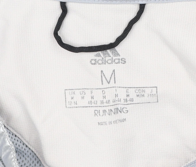 Adidas Mens Silver Windbreaker Jacket Hooded Running NASA M