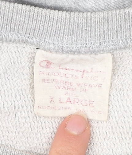 Champion Mens Grey XL Pullover Sweatshirt Crew Neck Logo Vintage