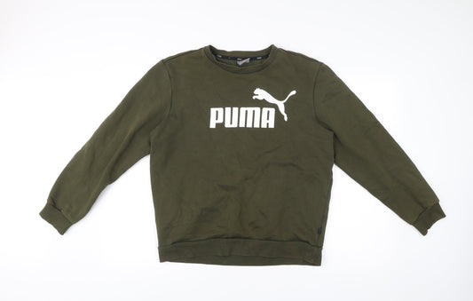 Puma Mens Green Pullover Sweatshirt M Logo Crew Neck Sportswear