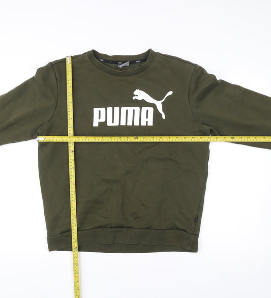 Puma Mens Green Pullover Sweatshirt M Logo Crew Neck Sportswear