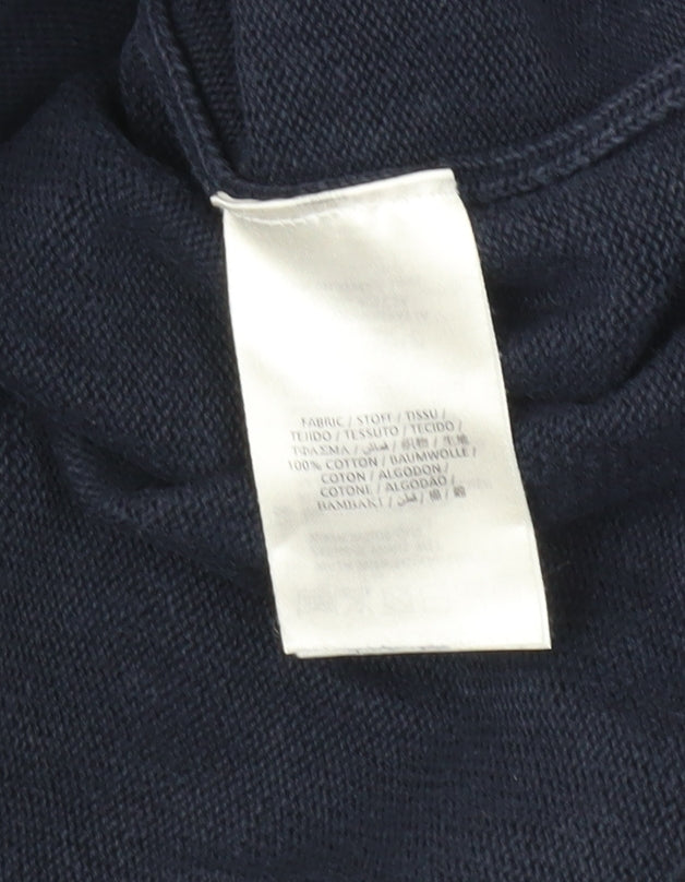 Gant Mens XL Blue 1/2 Zip Cotton Jumper High Neck Long Sleeve