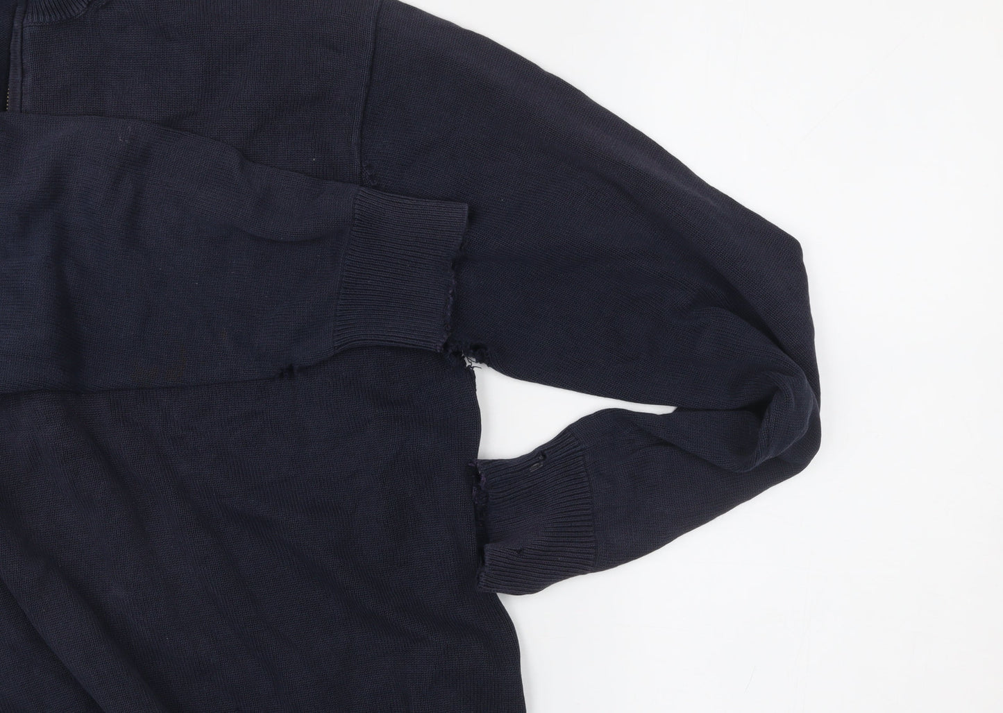 Gant Mens XL Blue 1/2 Zip Cotton Jumper High Neck Long Sleeve