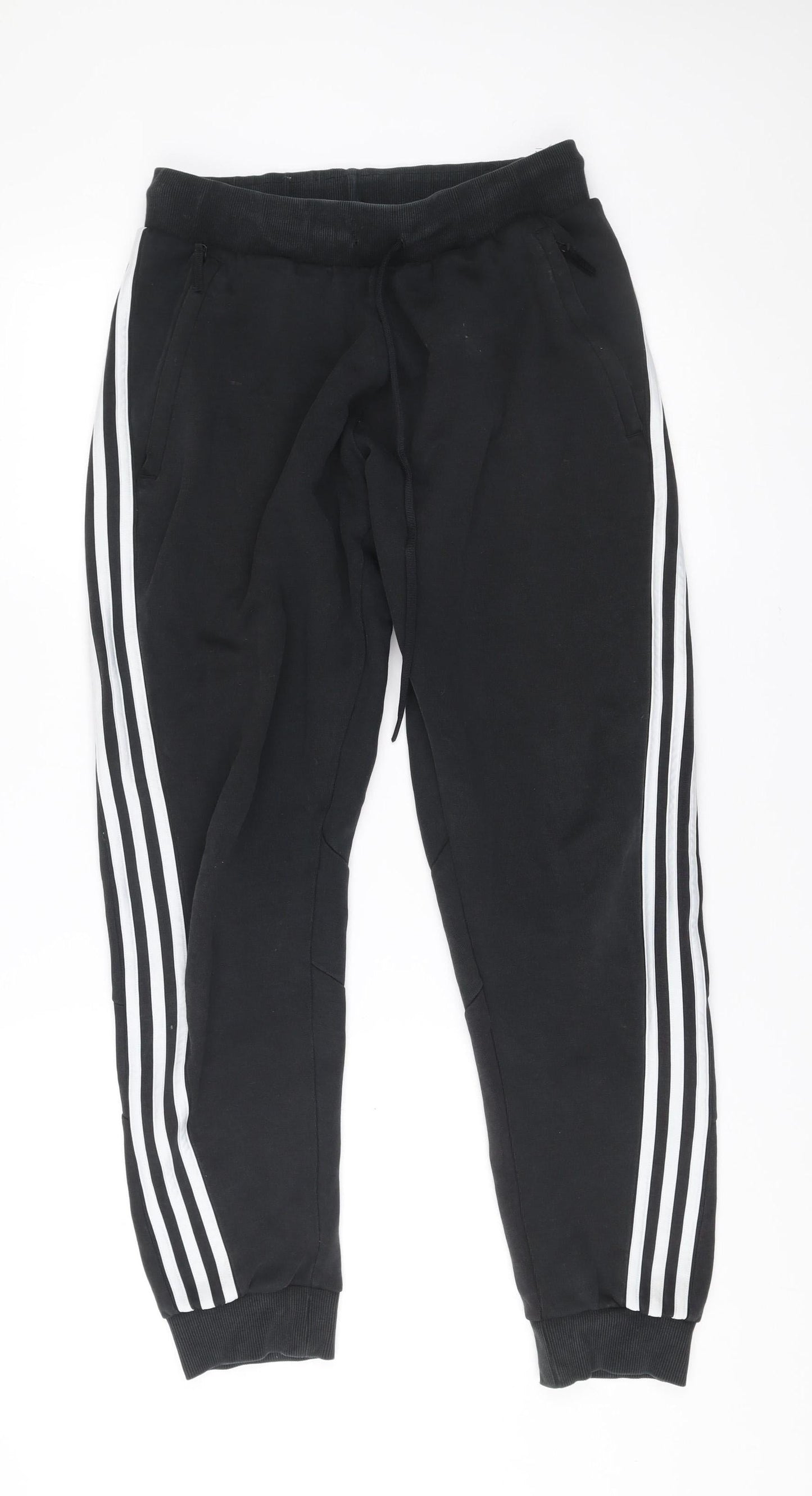 Adidas Men’s Black Jogger Trousers L Elastic Waist Tapered Sports