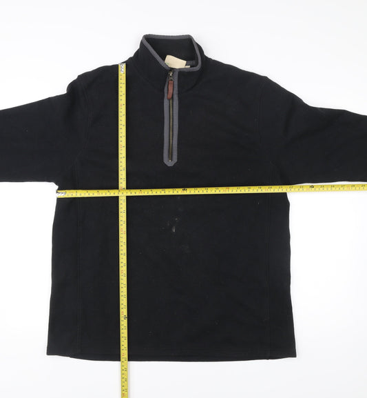 Mountain Warehouse Mens Black L Fleece Sweatshirt 1/2 Zip Pullover