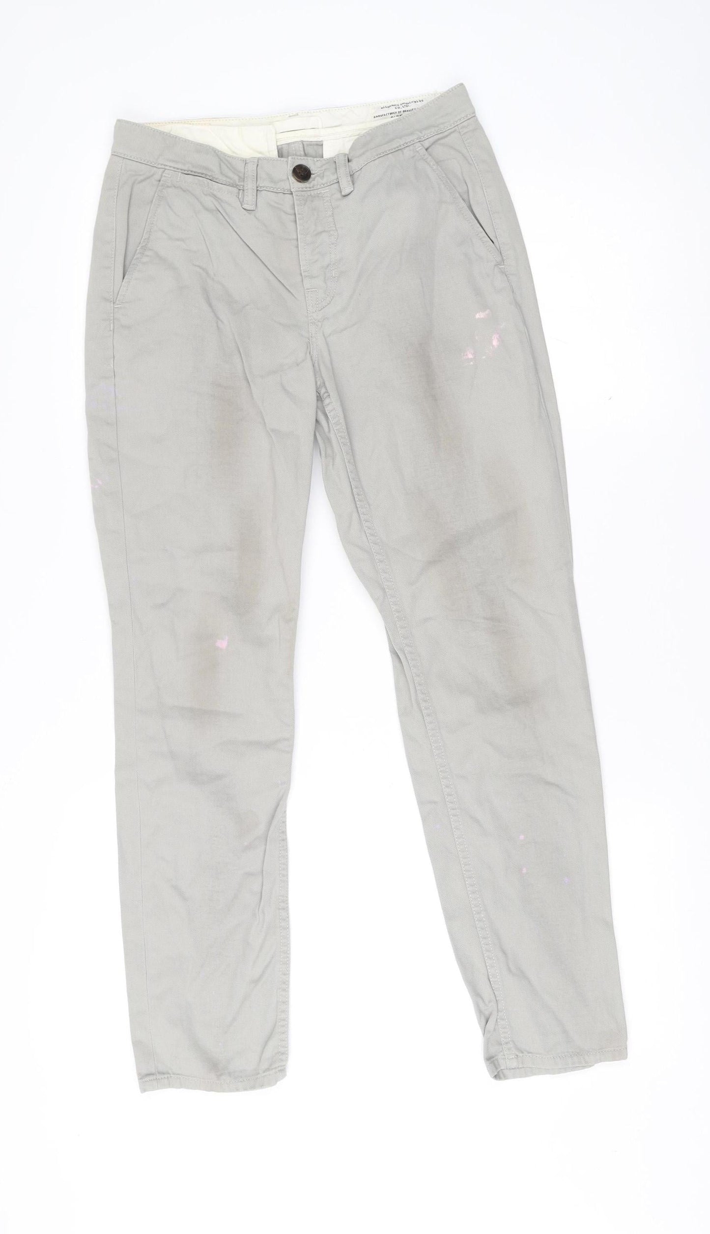AllSaints Womens Grey Size 6 Chino Straight Cotton Trousers