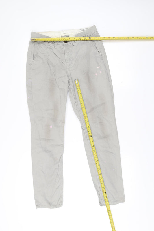 AllSaints Womens Grey Size 6 Chino Straight Cotton Trousers